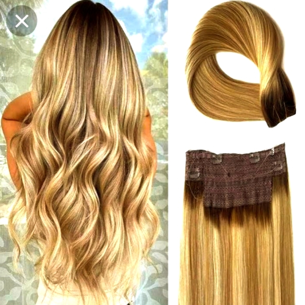 100% Human Hair "Halo" Hair Extensions 28"